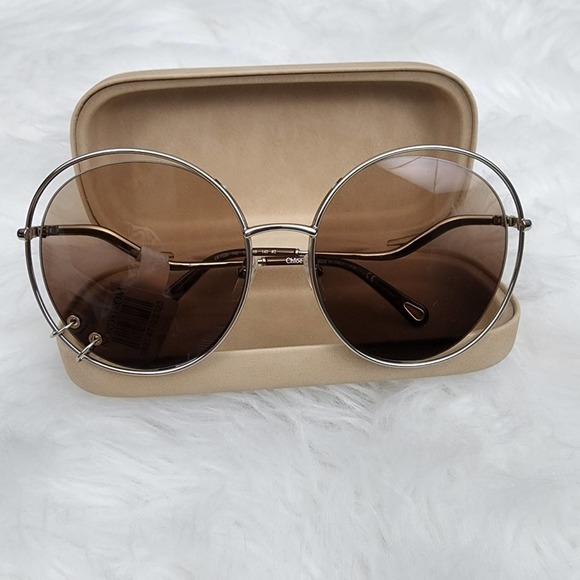 Chloe Wendy 59mm Round Pierced Sunglasses $495 New